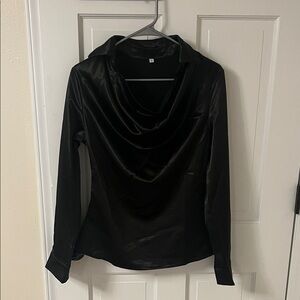 Elegant Black Satin Blouse